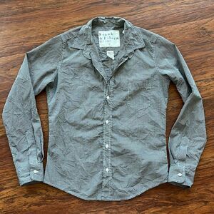 Frank & Eileen Black White Gingham Chic Edgy Feminine Whimsical Trendy Blouse Sm